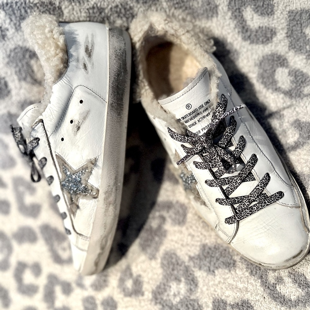Golden Goose Shearling Glitter Superstars Size 41